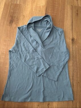 Eddie Bauer Blue Long Sleeve Shawl Collar Tee